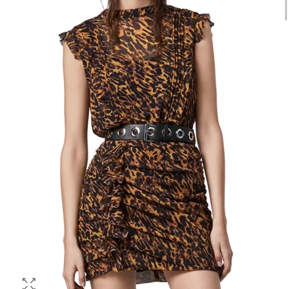 ALLSAINTS Halo Ambient Dress in Leopard Print Size US 0